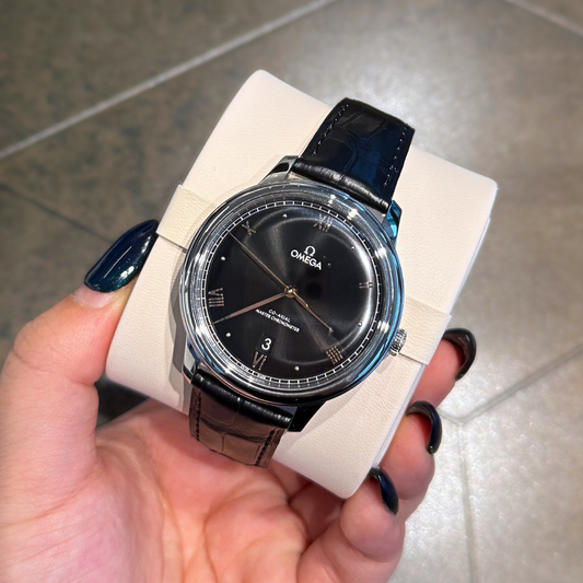 De Ville Prestige 40mm, Steel on leather strap, 434.13.40.20.01.001