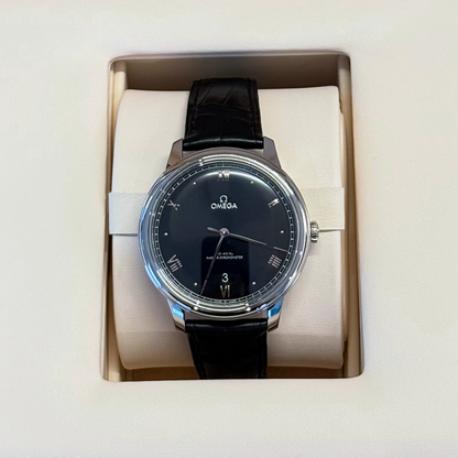 De Ville Prestige 40mm, Steel on leather strap, 434.13.40.20.01.001