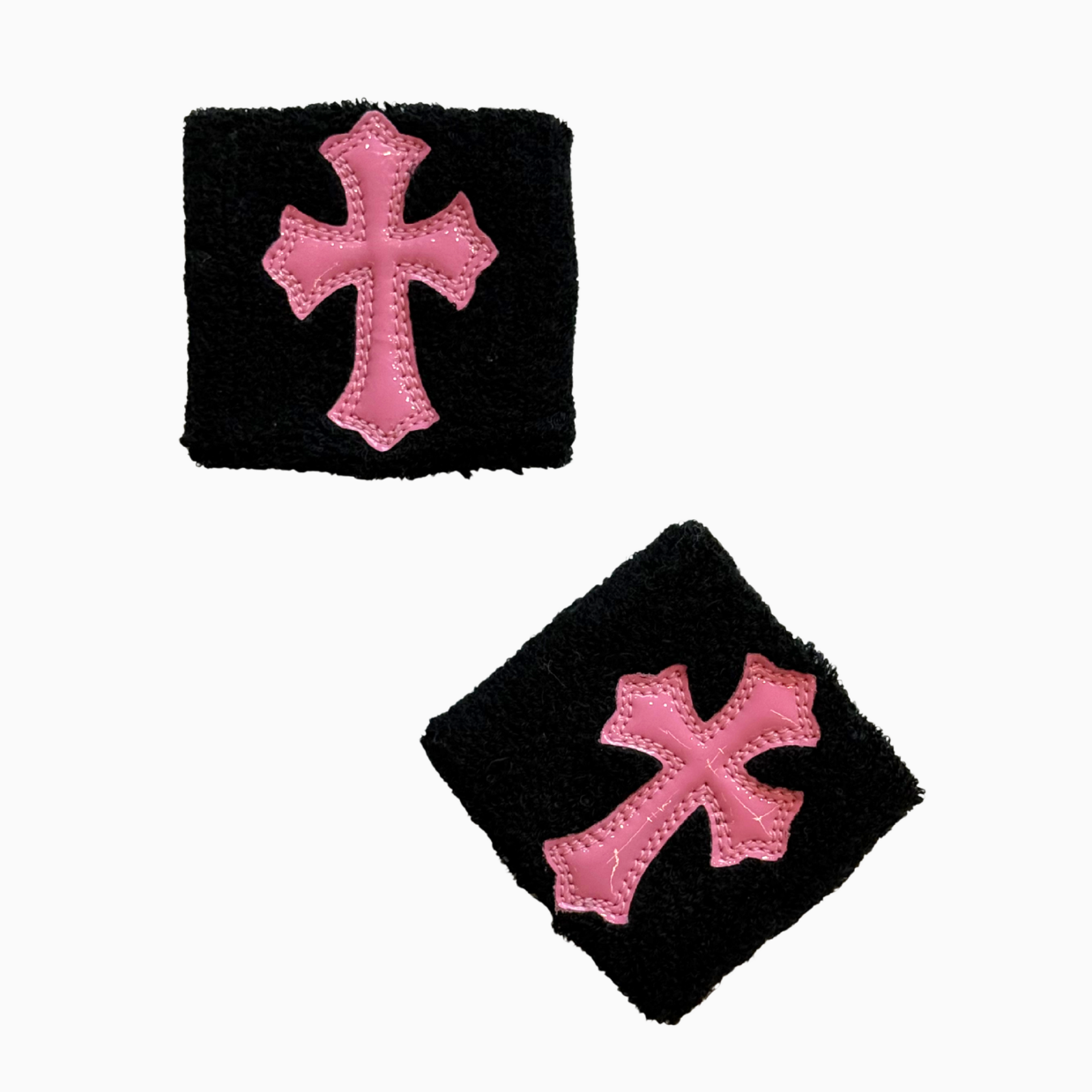 Pink Patent Leather Cemetery Cross Patch Wristband