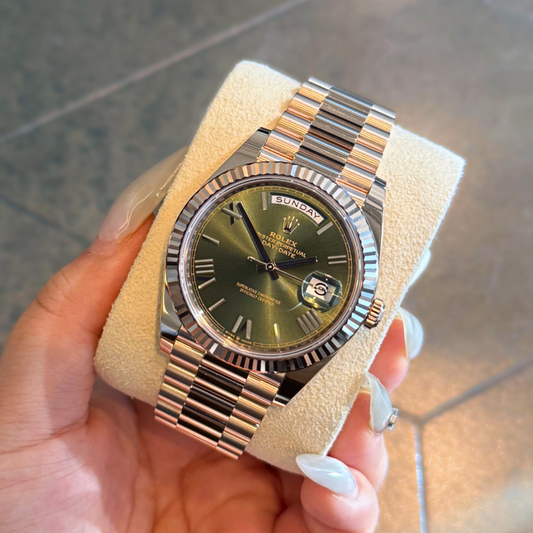 Day-Date 40 Olive Green, Everose gold, 228235