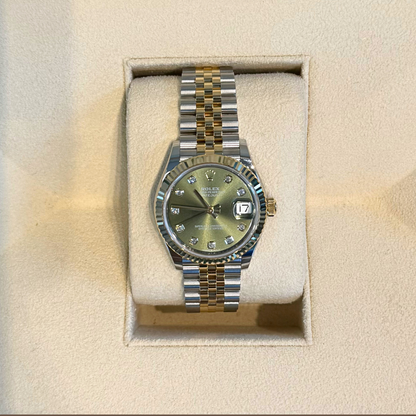 Datejust 31 Olive Green with Diamond-set Jubilee, Oystersteel and Yellow gold, 278273