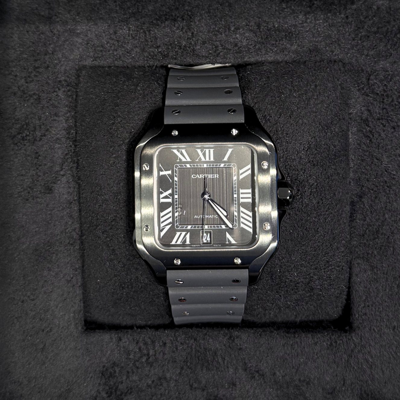 Santos Large Black Dial, Steel and ADLC, WSSA0039