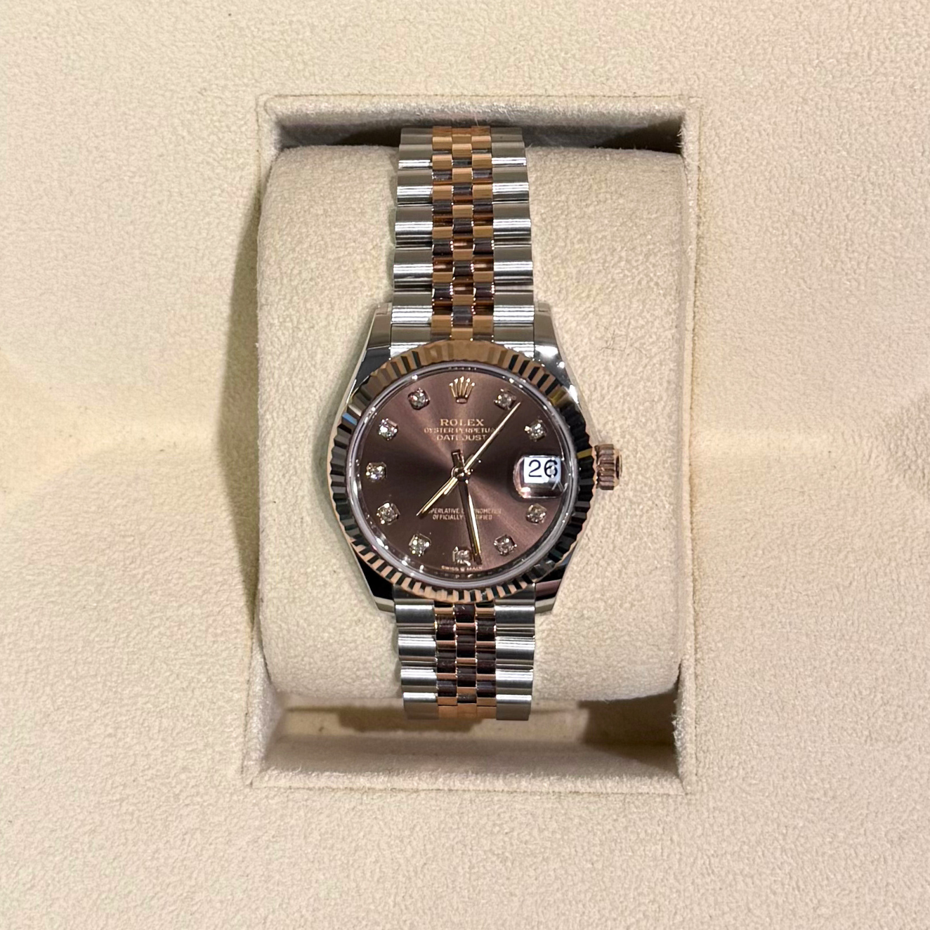 Datejust 31 Chocolate with Diamond-set Jubilee, Oystersteel and Everose gold, 278271G