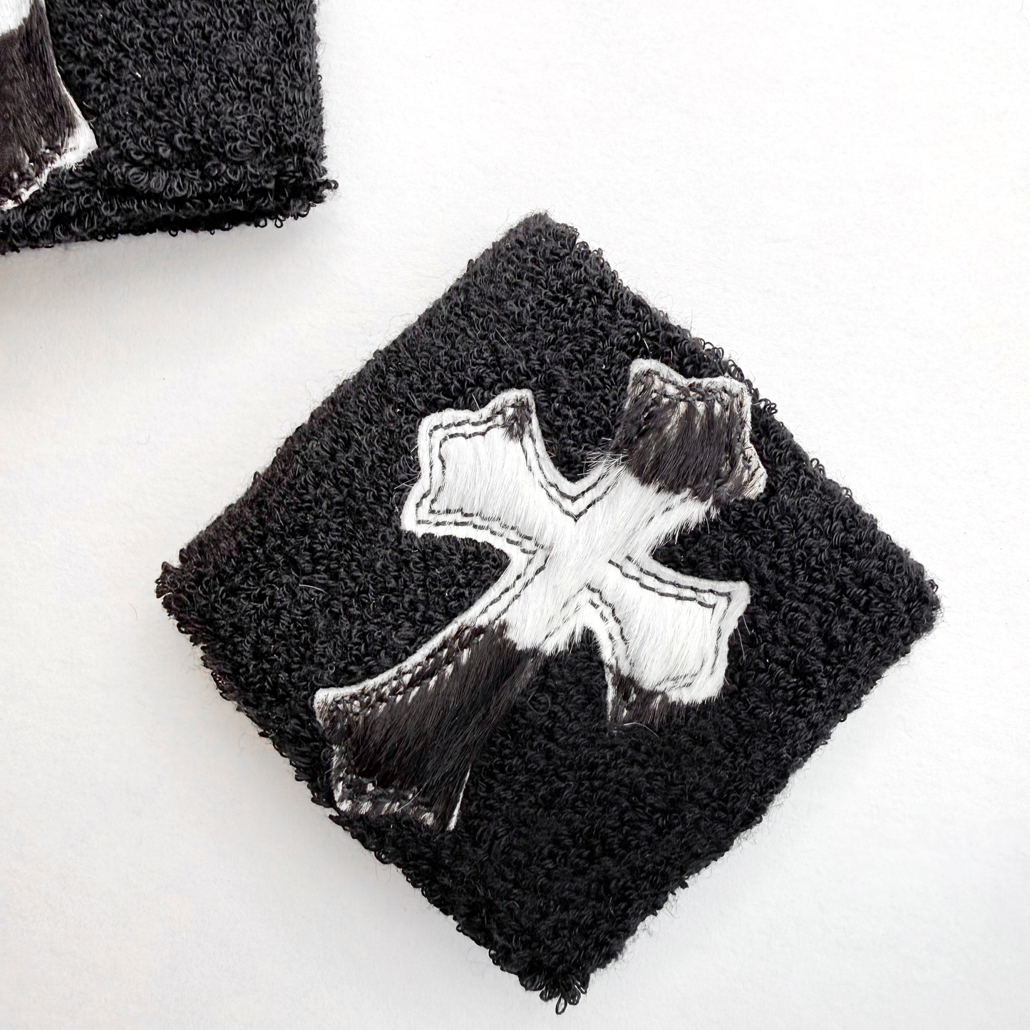 Camo Mohair Cross Patch Wristband