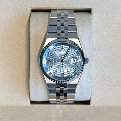 Land-Dweller 36 Ice Blue Oyster, Platinum, 127236