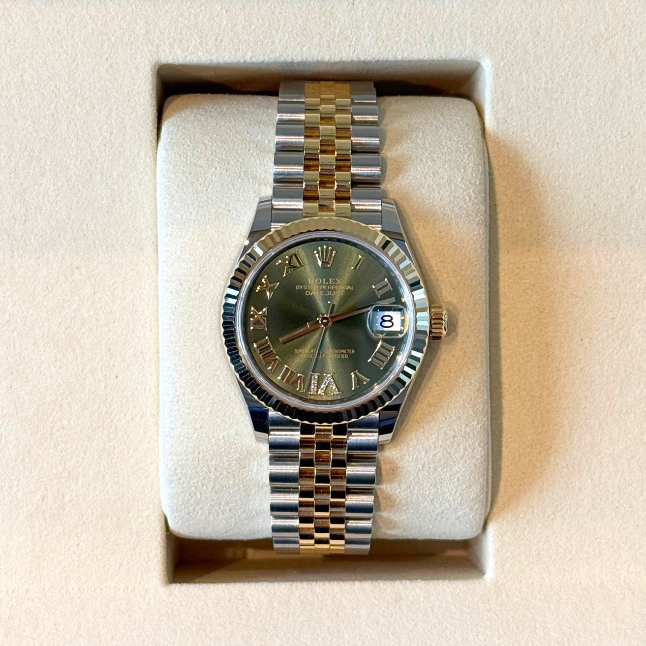 Datejust 31 Olive Green with Diamond-set Jubilee, Oystersteel and Yellow gold, 278273