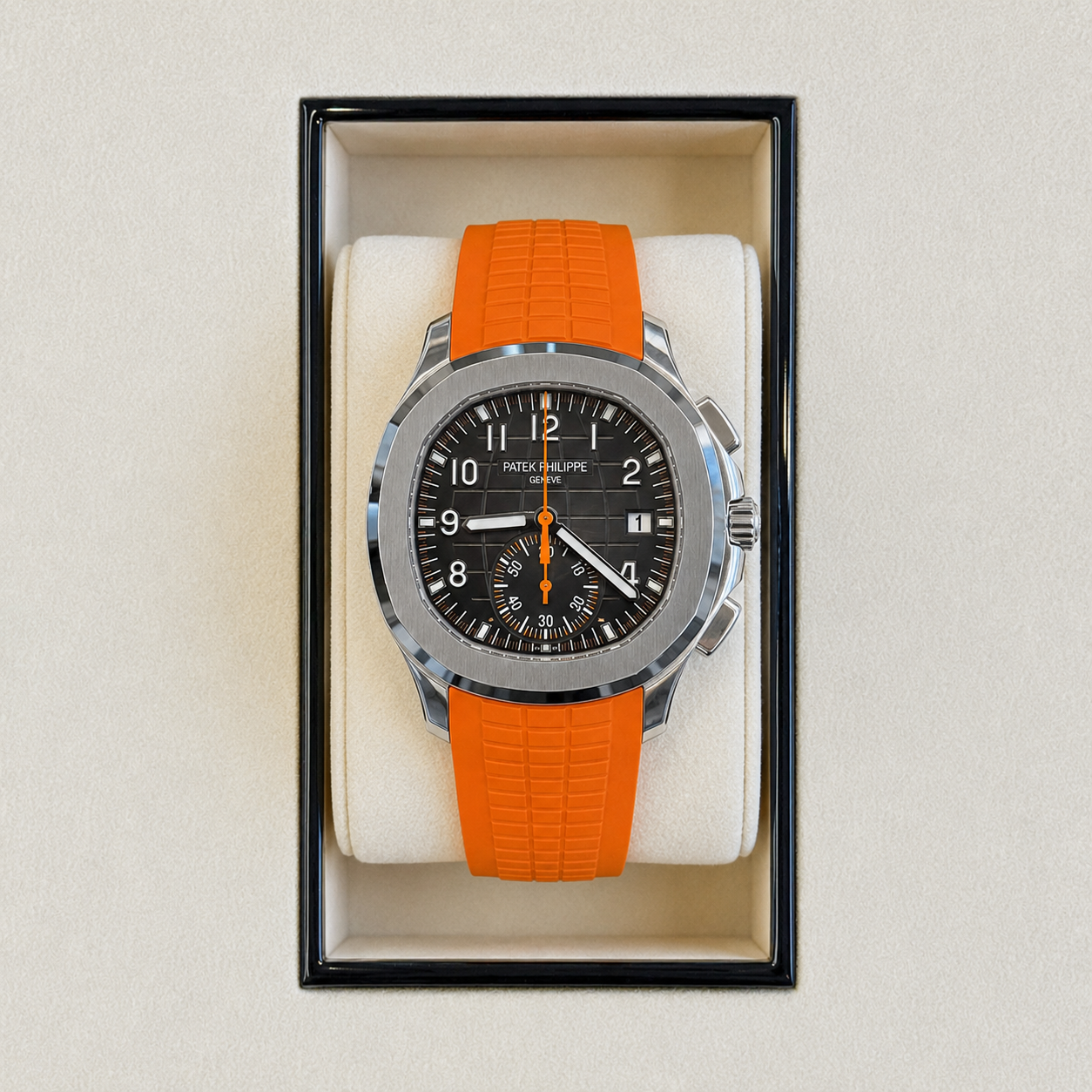 Aquanaut Chronograph Sunburst Charcoal Gray, Steel, 5968A-001