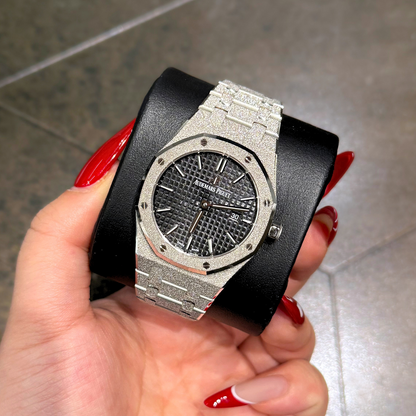 Royal Oak Lady 33mm Black, Frosted White gold, 67653BC