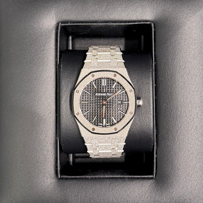 Royal Oak Lady 33mm Black, Frosted White gold, 67653BC