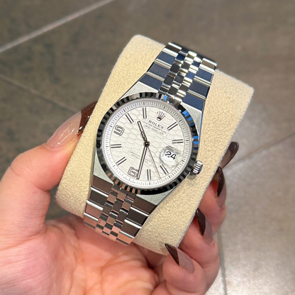 Land-Dweller 36 Intense White Oyster, Oystersteel and White gold, 127234