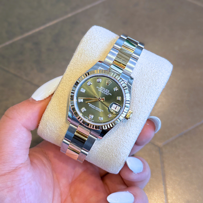 Datejust 31 Olive Green with Diamond-set Oyster, Oystersteel and Yellow gold, 278273