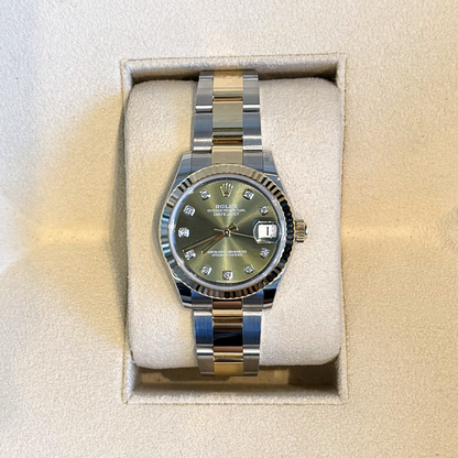 Datejust 31 Olive Green with Diamond-set Oyster, Oystersteel and Yellow gold, 278273