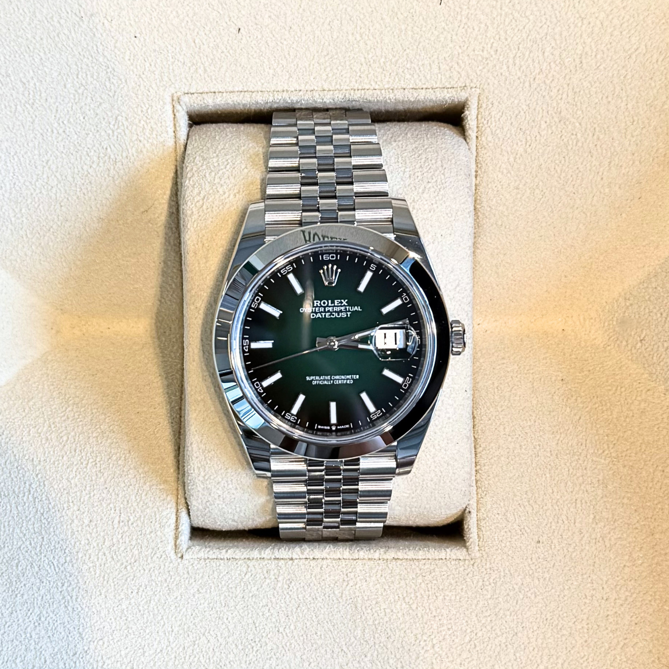 Datejust 41 Green Lacquer Ombré Jubilee, Osytersteel, 126300