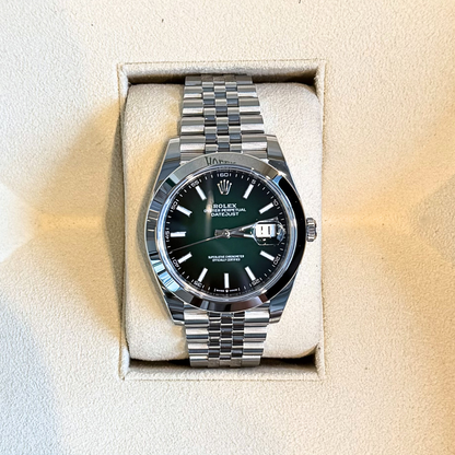 Datejust 41 Green Lacquer Ombré Jubilee, Osytersteel, 126300