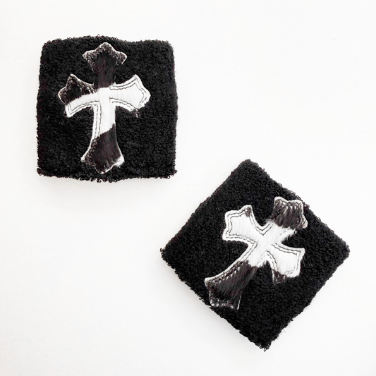 Camo Mohair Cross Patch Wristband