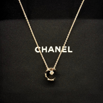 COCO Necklace Quilted Motif, 18K BEIGE GOLD, Diamonds