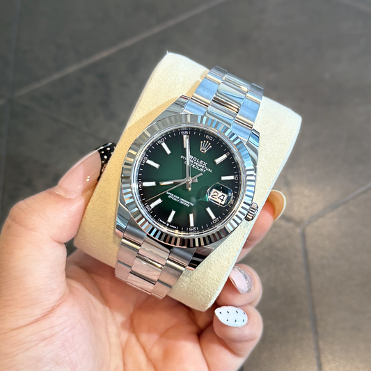 Datejust 41 Green Lacquer Ombré Jubilee, Osytersteel and White Gold, 126334