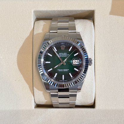 Datejust 41 Green Lacquer Ombré Jubilee, Osytersteel and White Gold, 126334