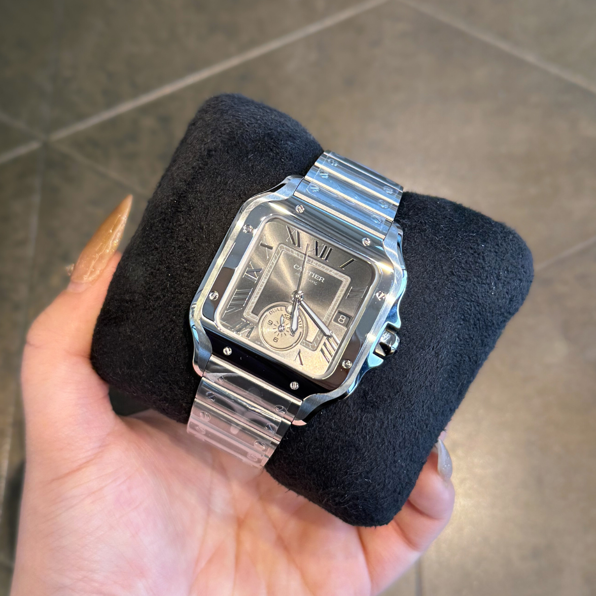 Santos Dual Time Grey Dial, Stainless Steel, WSSA0076