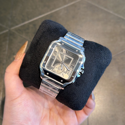 Santos Dual Time Grey Dial, Stainless Steel, WSSA0076