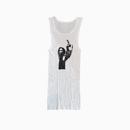 White Stark Middle Finger Tank Top