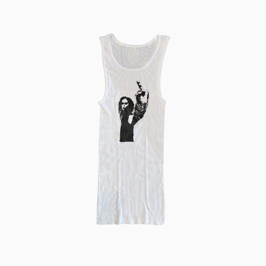 White Stark Middle Finger Tank Top