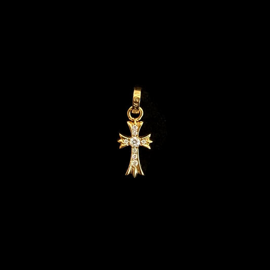 22K Yellow Gold White Diamond Baby Fat Charm Pendant
