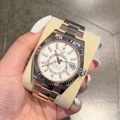 Sky-Dweller White Oyster, Oystersteel and Everose gold, 336935