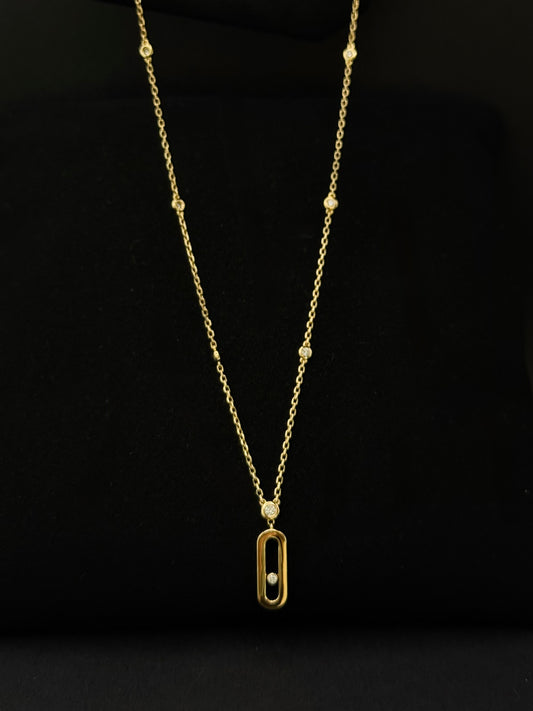 Move Uno Pendant Necklace, Yellow Gold & Diamonds, Small Model