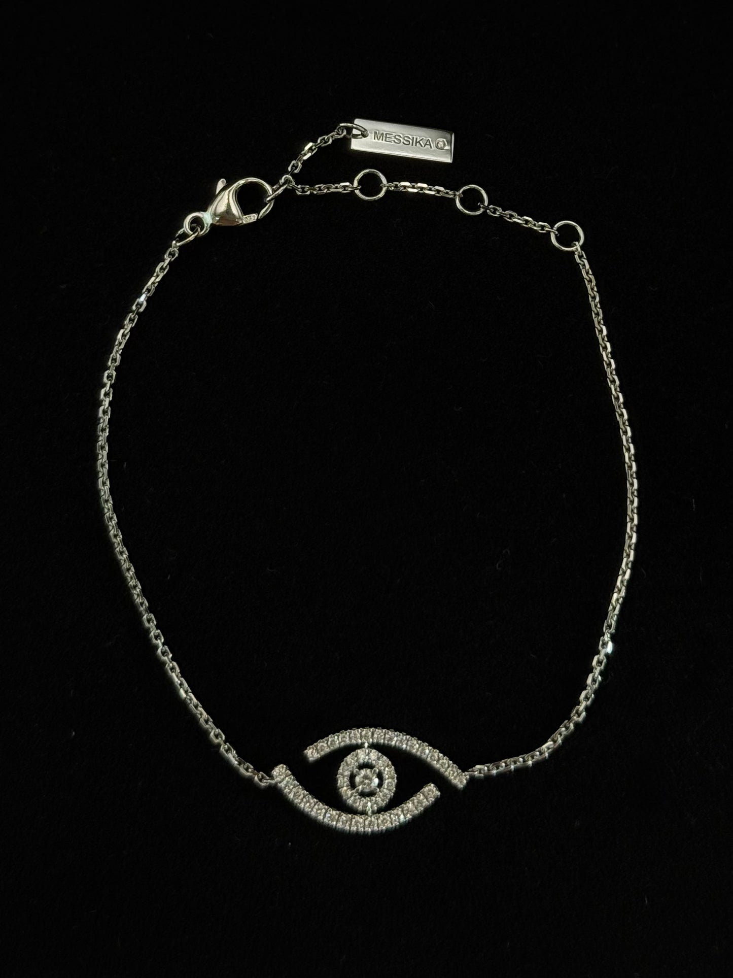 Lucky Eye Pave Bracelet, 18K White Gold & Pave Diamonds