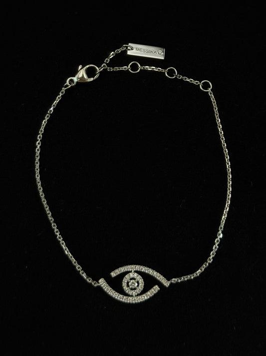 Lucky Eye Pave Bracelet, 18K White Gold & Pave Diamonds