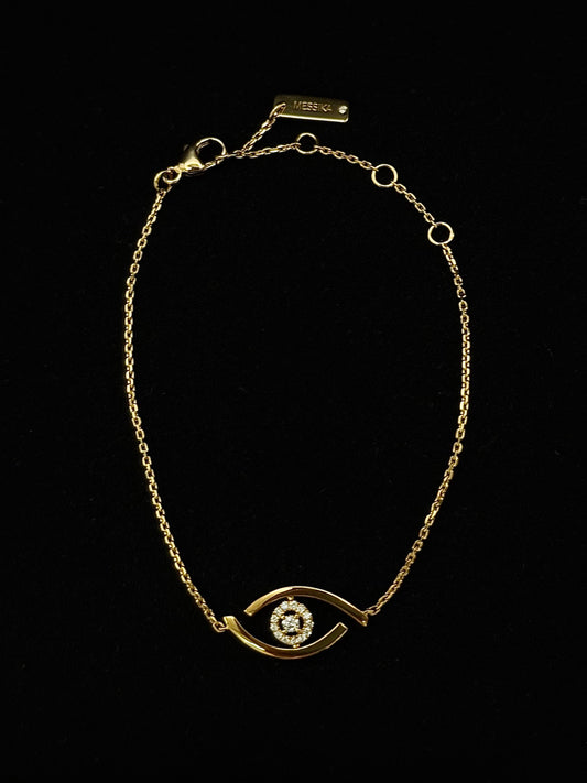 Lucky Eye Bracelet, 18K Yellow Gold & Pave Diamonds