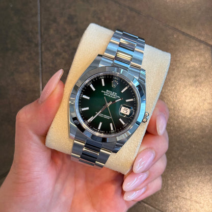 Datejust 41 Green Lacquer Ombré Oyster, Osytersteel, 126300
