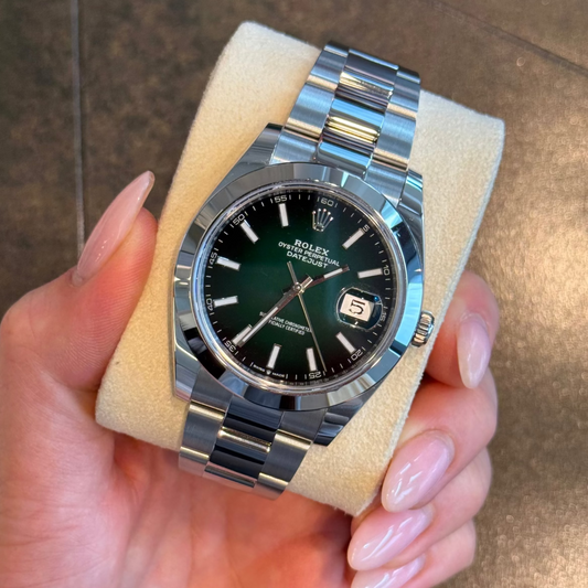 Datejust 41 Green Lacquer Ombré Oyster, Osytersteel, 126300