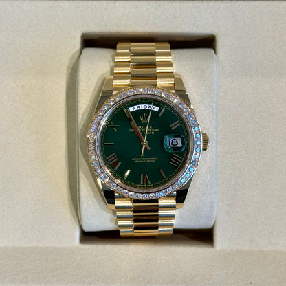 Day-Date 40 Green, Yellow Gold and Diamonds, 228348RBR