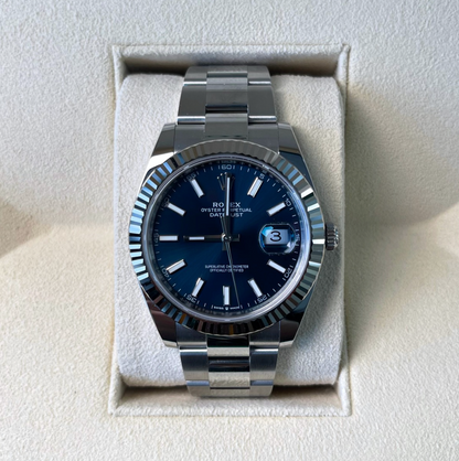 Datejust 41 Blue Oyster, Oystersteel and White gold, 126334