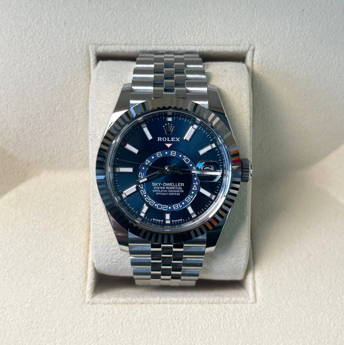 Sky-Dweller Blue Jubilee, Oystersteel and White gold, 336934