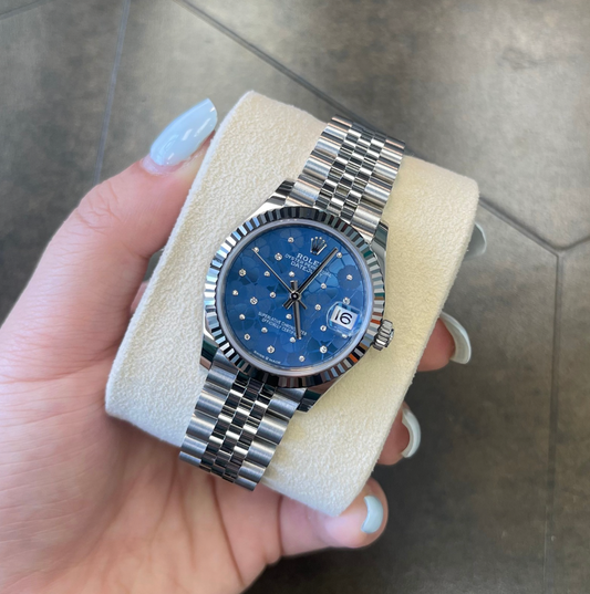 Datejust 31 Azzurro Blue Floral motif with Diamond-set Jubilee, Oystersteel and White gold, 278274