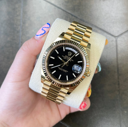 Day-Date 40 Black, Yellow gold, 228238
