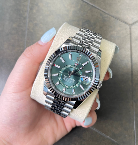 Sky-Dweller Mint Green Jubilee, Oystersteel and White gold, 336934