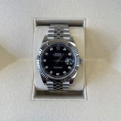 Datejust 41 Black with Diamond-set Jubilee, Oystersteel and White gold, 126334G