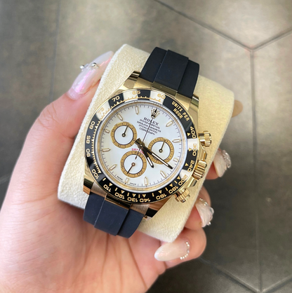 Cosmograph Daytona Oysterflex White, Yellow gold, 126518LN