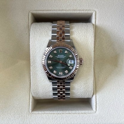 Datejust 28 Olive Green with Diamond-set Jubilee, Oystersteel and Everose gold, 279171G
