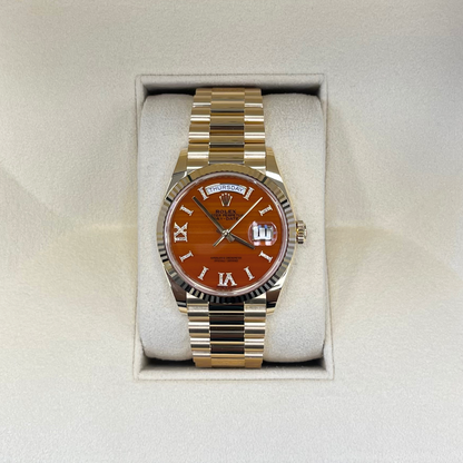 Day-Date 36 Carnelian, Yellow gold, 128238