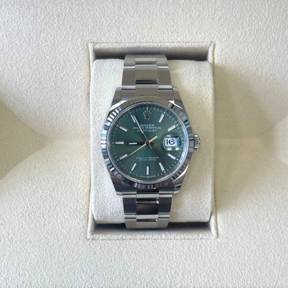 Datejust 36 Mint Green Oyster, Oystersteel and White gold, 126234