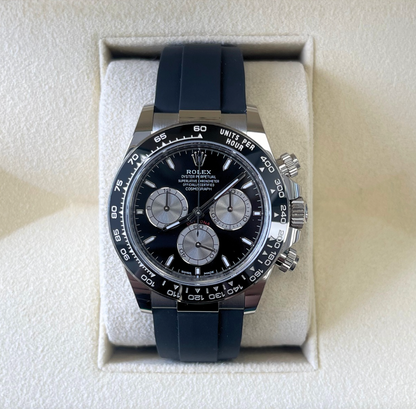 Cosmograph Daytona Oysterflex Black, White gold, 126519LN