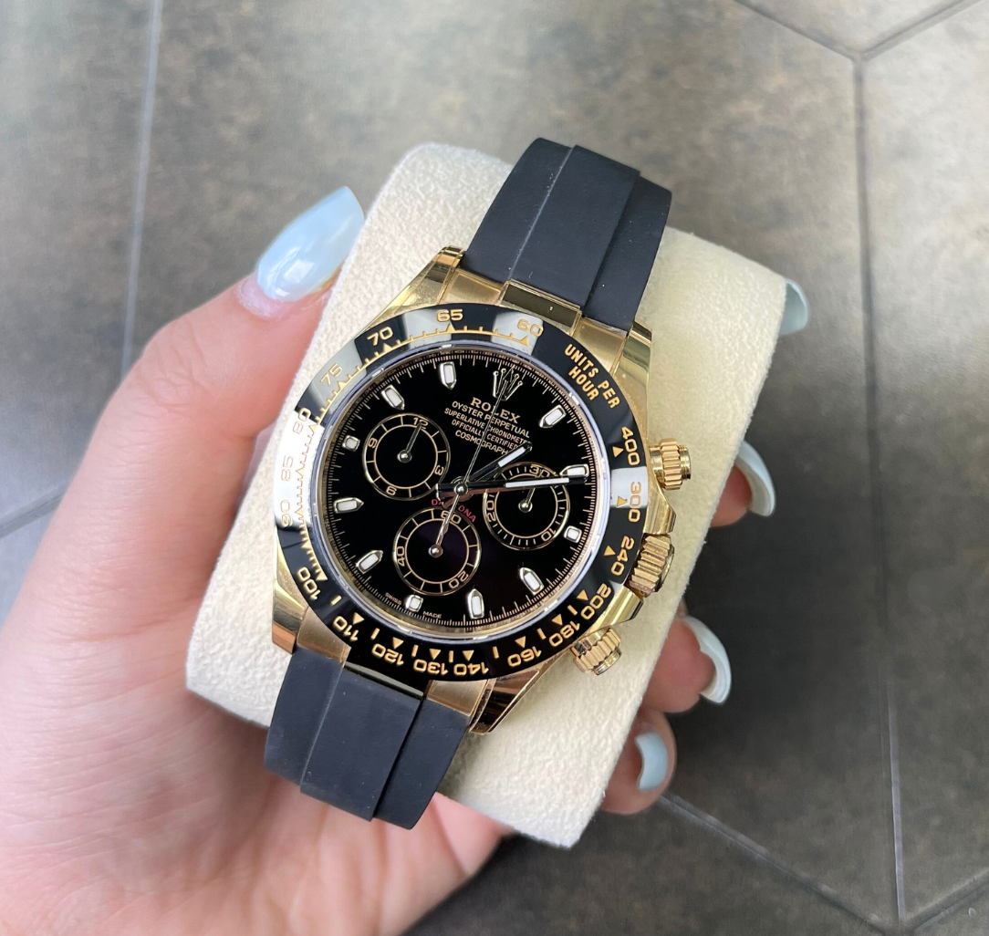Cosmograph Daytona Oysterflex Black, Yellow gold, 116518LN