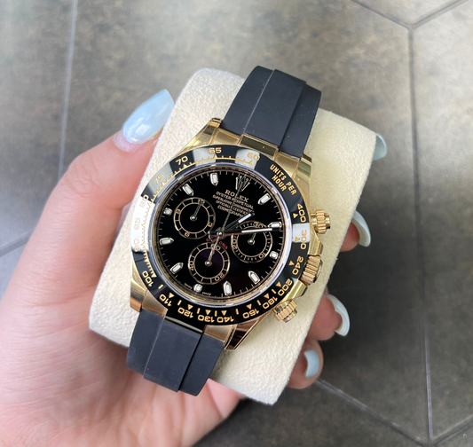 Cosmograph Daytona Oysterflex Black, Yellow gold, 116518LN