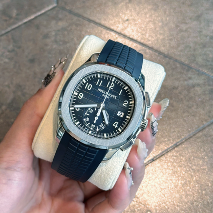 Aquanaut Chronograph, Sunburst Blue, White Gold, 5968G-001